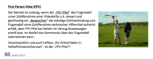 FPV Flug - möglich gem. Zeitschrift PROP (österreichischer Aero Club)